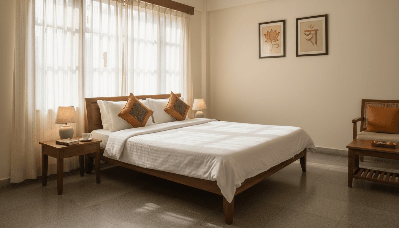 Peaceful accommodation space at Sekar Residency with traditional Tamil Nadu decor